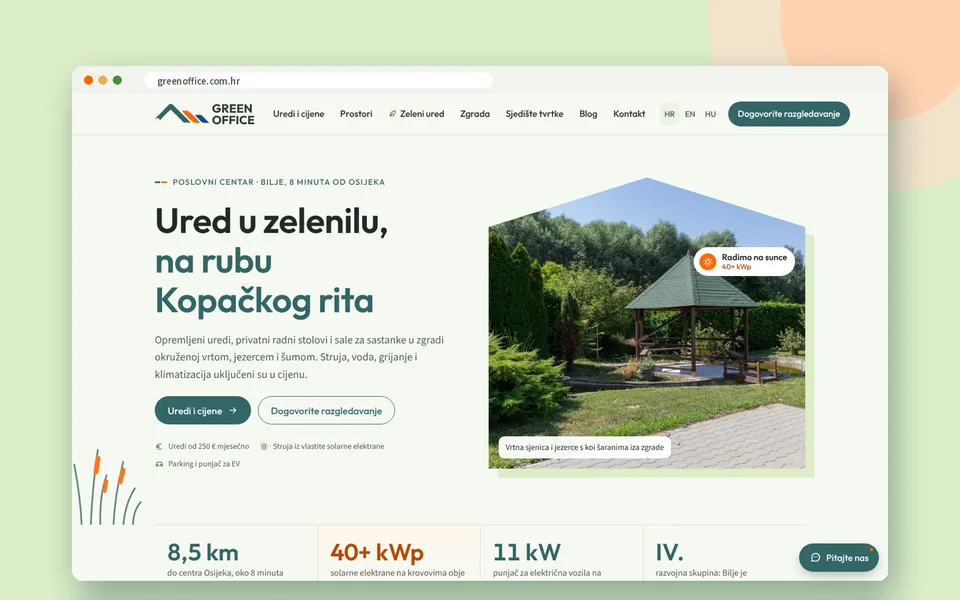 Naslovnica novog weba Green Officea u pregledniku